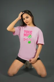 Жіноча футболка з принтом | Toxic mood (00108) Рожева
