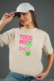 Жіноча футболка з принтом | Toxic mood (00108) Тауп