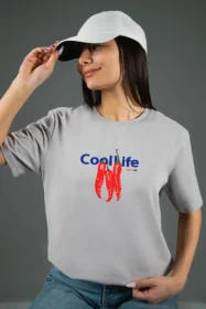 Жіноча футболка з принтом | Перці чілі/coollife (00112) Світло-сіра