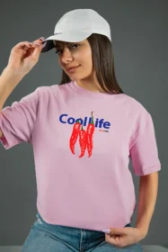 Жіноча футболка з принтом | Перці чілі/coollife (00112) Рожева