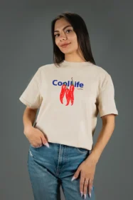 Жіноча футболка з принтом | Перці чілі/coollife (00112) Тауп