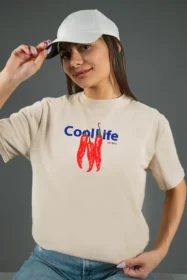 Жіноча футболка з принтом | Перці чілі/coollife (00112) Тауп