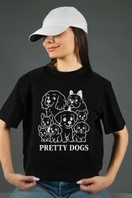 Жіноча футболка з принтом | Pretty dogs (00119) Чорна