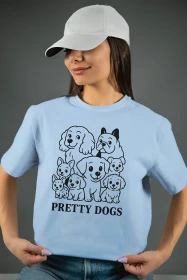Жіноча футболка з принтом | Pretty dogs (00119) Блакитна