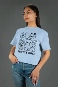 Жіноча футболка з принтом | Pretty dogs (00119) Блакитна