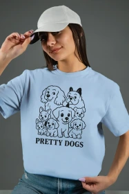 Жіноча футболка з принтом | Pretty dogs (00119) Блакитна