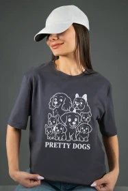 Жіноча футболка з принтом | Pretty dogs (00119) Фуме