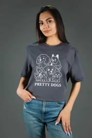 Жіноча футболка з принтом | Pretty dogs (00119) Фуме