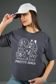 Жіноча футболка з принтом | Pretty dogs (00119) Фуме