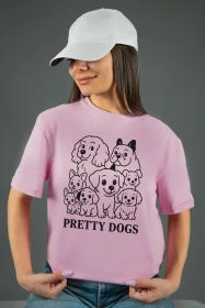 Жіноча футболка з принтом | Pretty dogs (00119) Рожева