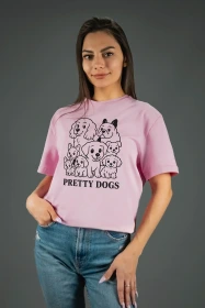 Жіноча футболка з принтом | Pretty dogs (00119) Рожева