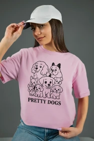 Жіноча футболка з принтом | Pretty dogs (00119) Рожева