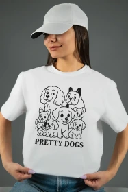 Жіноча футболка з принтом | Pretty dogs (00119) Біла