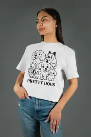 Жіноча футболка з принтом | Pretty dogs (00119) Біла
