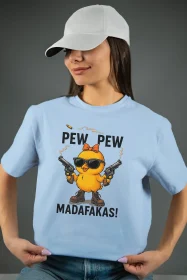 Жіноча футболка з принтом Madafakas (00123) Блакитна