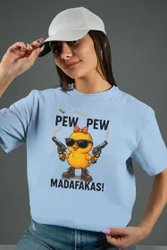 Жіноча футболка з принтом Madafakas (00123) Блакитна