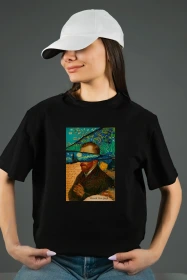 Жіноча футболка з принтом | Van Gogh (00124) Чорна