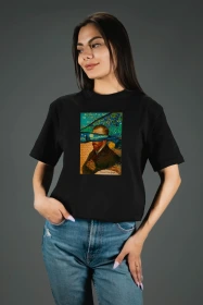 Жіноча футболка з принтом | Van Gogh (00124) Чорна