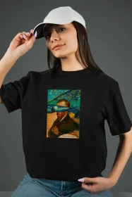 Жіноча футболка з принтом | Van Gogh (00124) Чорна