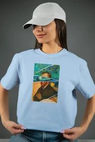 Жіноча футболка з принтом | Van Gogh (00124) Блакитна