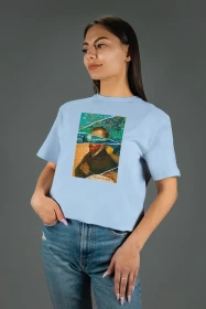 Жіноча футболка з принтом | Van Gogh (00124) Блакитна