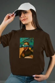 Жіноча футболка з принтом | Van Gogh (00124) Коричнева