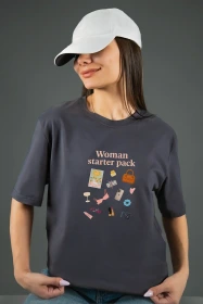 Жіноча футболка з принтом | Woomen starter pack (00126) Фуме