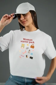 Жіноча футболка з принтом | Woomen starter pack (00126) Біла