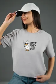 Жіноча футболка з принтом | Don`t duck white me (00137) Світло-сіра