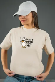 Жіноча футболка з принтом | Don`t duck white me (00137) Тауп