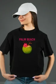 Жіноча футболка з принтом | Palm beach (00138) Чорна