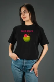 Жіноча футболка з принтом | Palm beach (00138) Чорна