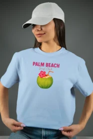 Жіноча футболка з принтом | Palm beach (00138) Блакитна