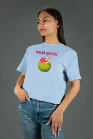 Жіноча футболка з принтом | Palm beach (00138) Блакитна