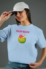 Жіноча футболка з принтом | Palm beach (00138) Блакитна