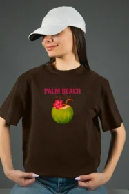 Жіноча футболка з принтом | Palm beach (00138) Коричнева