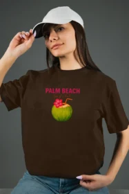Жіноча футболка з принтом | Palm beach (00138) Коричнева
