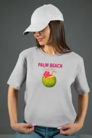 Жіноча футболка з принтом | Palm beach (00138) Світло-сіра