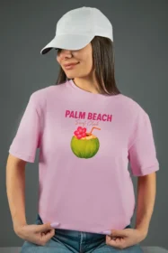 Жіноча футболка з принтом | Palm beach (00138) Рожева