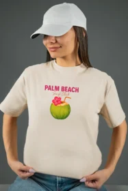 Жіноча футболка з принтом | Palm beach (00138) Тауп