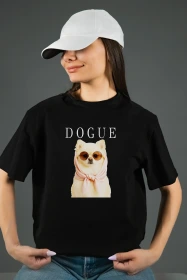Жіноча футболка з принтом | Dogue (00142) Чорна