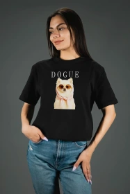 Жіноча футболка з принтом | Dogue (00142) Чорна