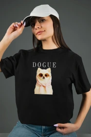 Жіноча футболка з принтом | Dogue (00142) Чорна