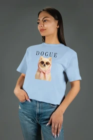 Жіноча футболка з принтом | Dogue (00142) Блакитна