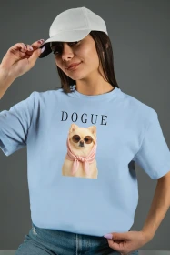 Жіноча футболка з принтом | Dogue (00142) Блакитна