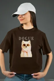 Жіноча футболка з принтом | Dogue (00142) Коричнева
