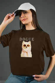 Жіноча футболка з принтом | Dogue (00142) Коричнева