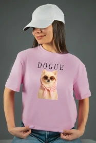 Жіноча футболка з принтом | Dogue (00142) Рожева
