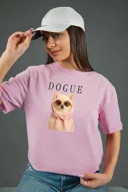 Жіноча футболка з принтом | Dogue (00142) Рожева