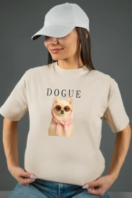 Жіноча футболка з принтом | Dogue (00142) Тауп